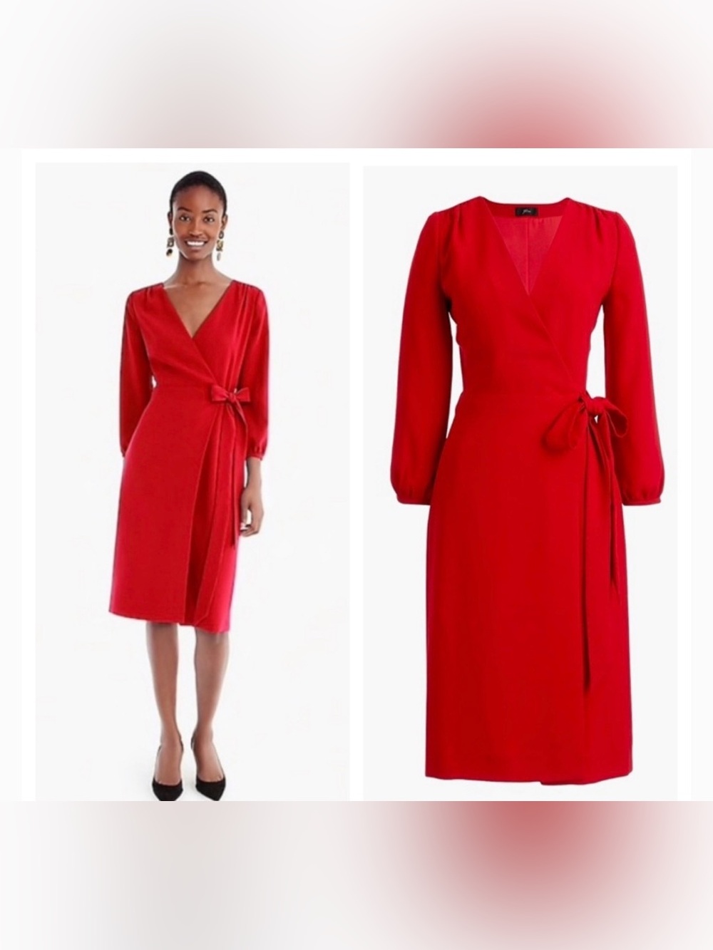 NWT J. Crew Red Wrap Dress